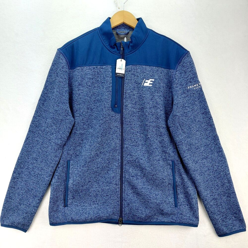 Johnnie-O Arlo Jacket Mens Large Blue Full Zip Fleece Performance Golf Top NEW